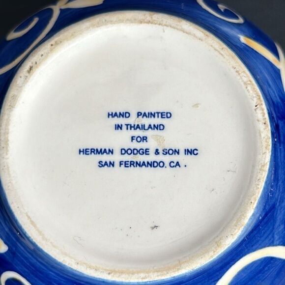 Herman Dodge & Son Ceramic Teapot Blue White Beige Floral Hand Painted - Picture 10 of 12